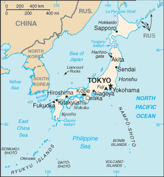 Mapa del mar de Japón